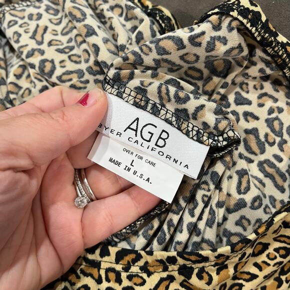 AGB Byer California Leopard Asymmetrical Skirt Size L Y2K Boho Handkerchief - Picture 6 of 9